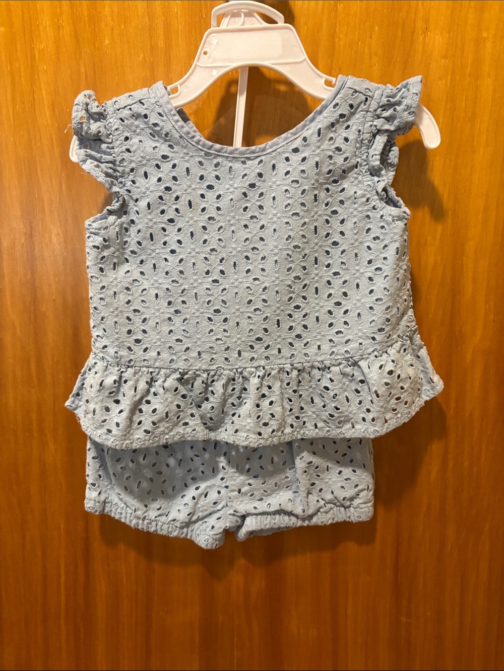 💙 3 FOR $22
Carter's Light Blue Eyelet Romper Set